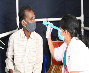 Vision checking at the eye camp
